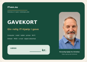Fysisk gavekort til IT-hjælp – sendt med posten